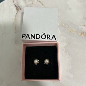 Pandora Pearl Silver Earrings